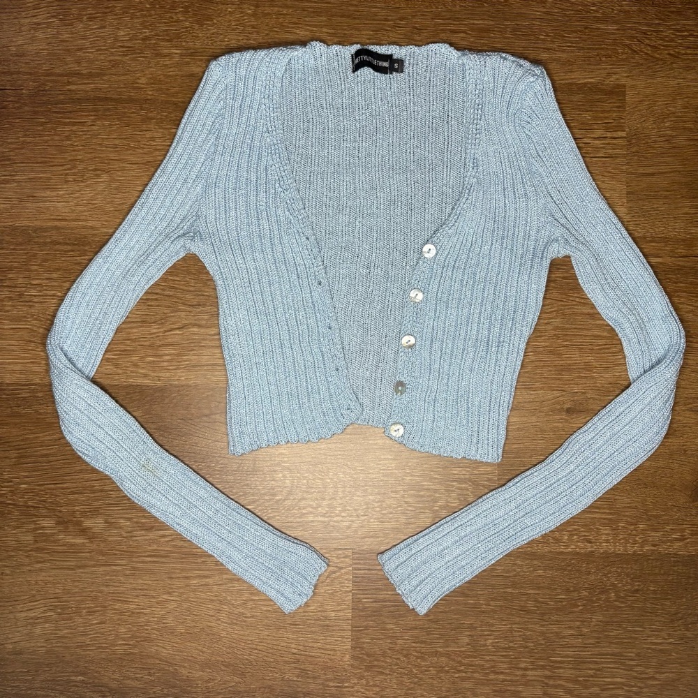 Coquette Light Blue Cropped Cardigan size S